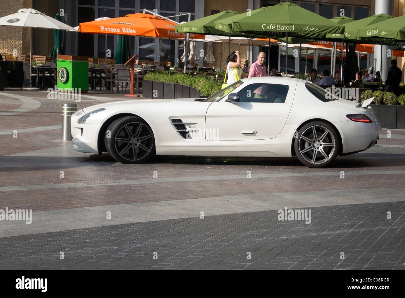 White Mercedes Sls 6 3 Amg Gullwing Door Sports Car Stock Photo