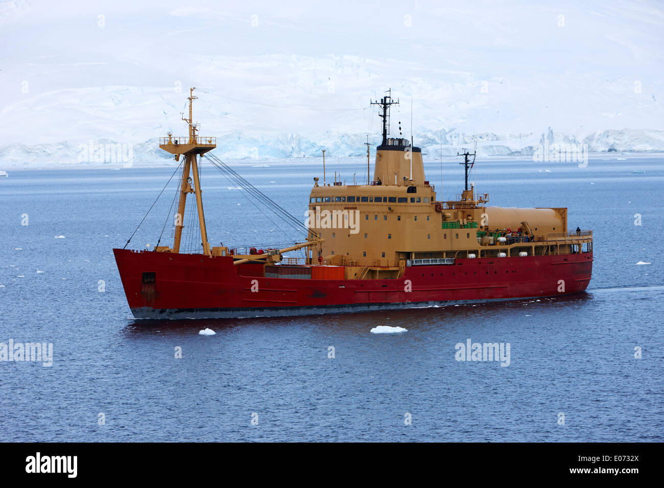 chilean navy Almirante Vial icebreaker on patrol in andvord Bay Antarctica Stock Photo