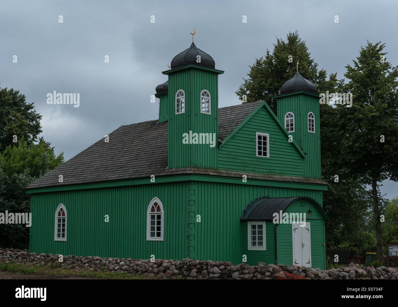 Old Wooden Tatar Mosque, Kruszyniany, Podlasie, eastern Poland Stock Photo