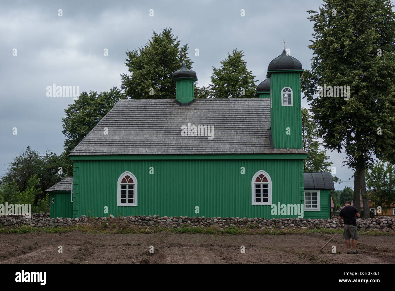 Old Wooden Tatar Mosque, Kruszyniany, Podlasie, eastern Poland Stock Photo