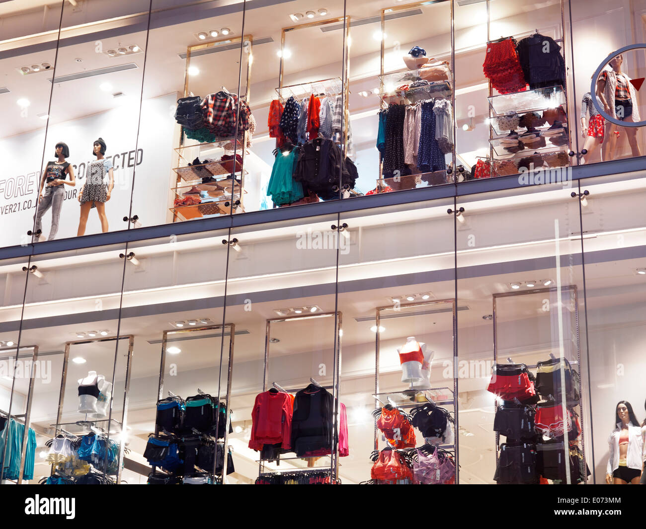 Forever 21 fashion clothing store window display in Shibuya, Tokyo, Japan 2014 Stock Photo