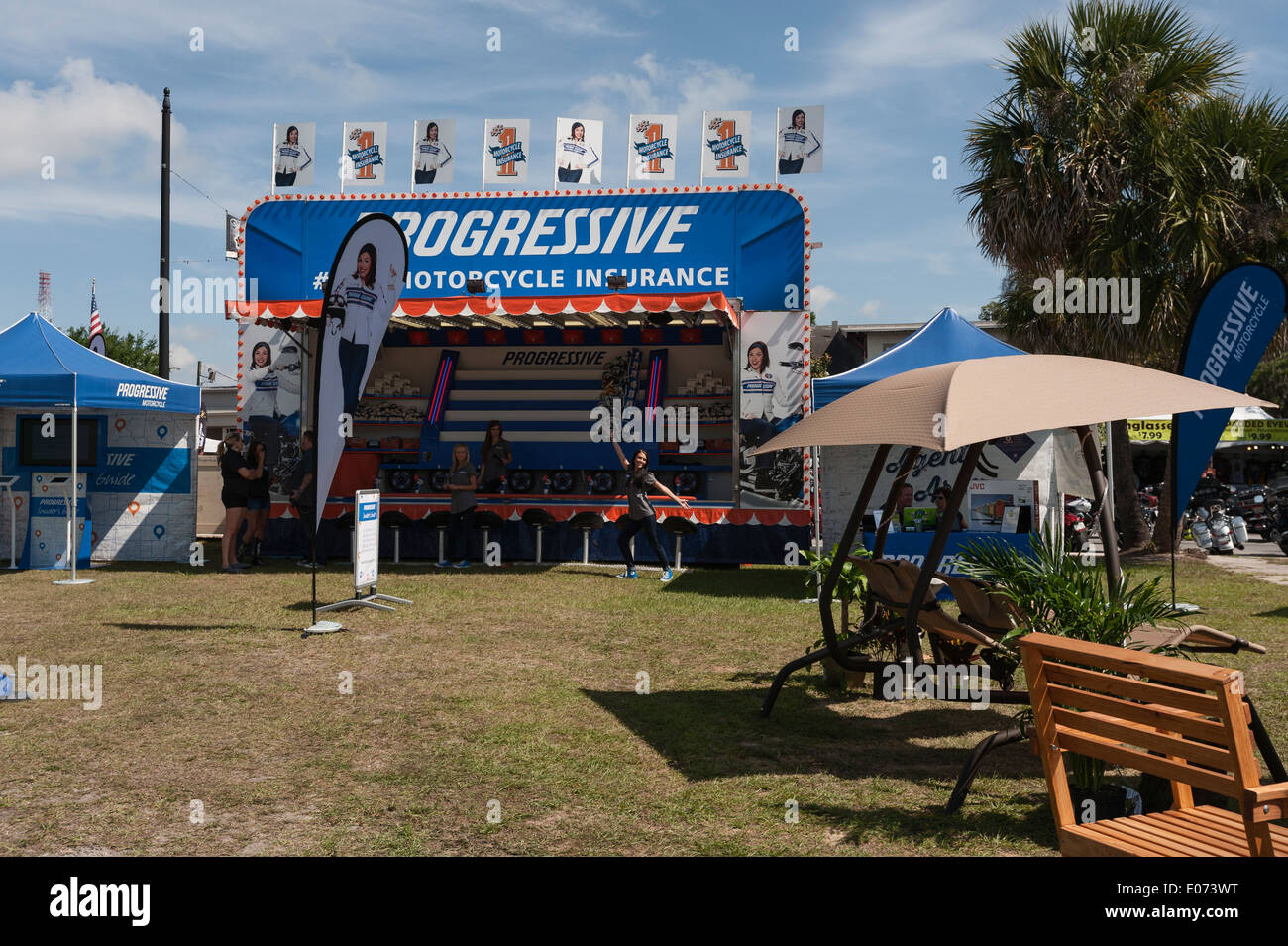 Progressive Motorcycle Insurance Setup At The 2014 Leesburg Bikefest Event In Florida Usa Stock Photo Alamy