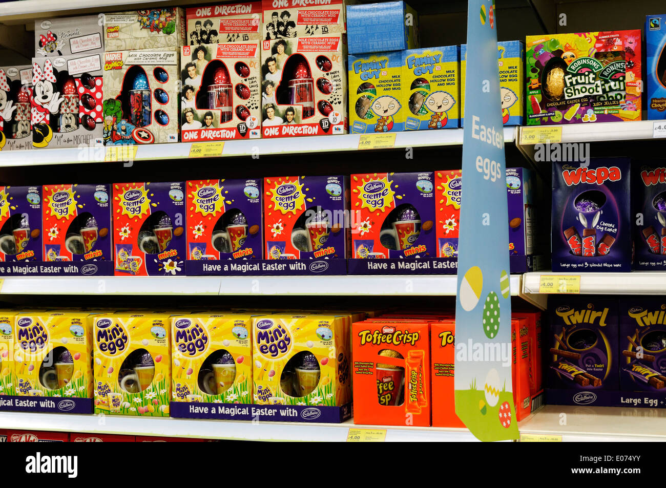 Easter eggs in Tesco Stock Photo