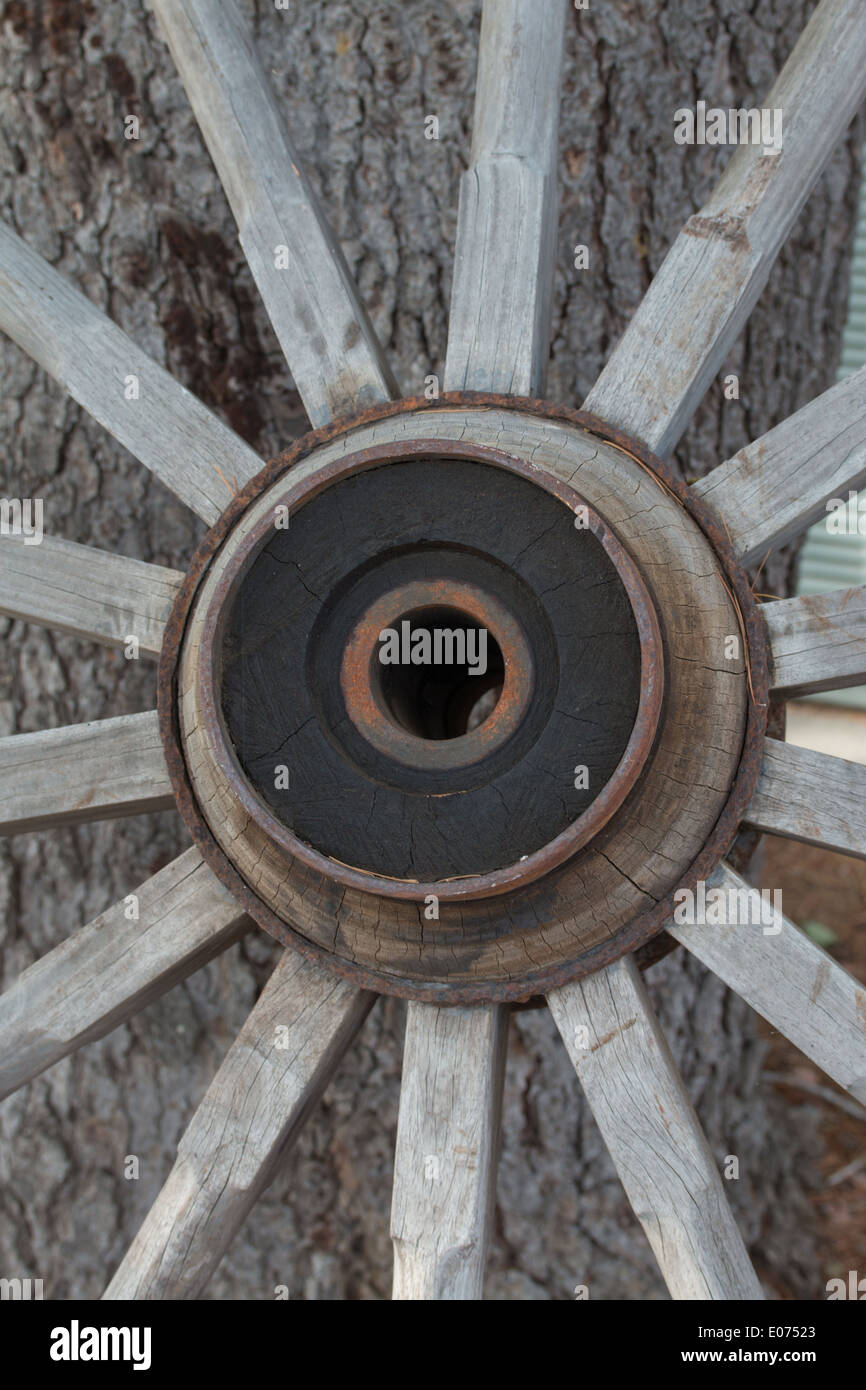Old wooden wagon wheel spokes Stock Photo - Alamy