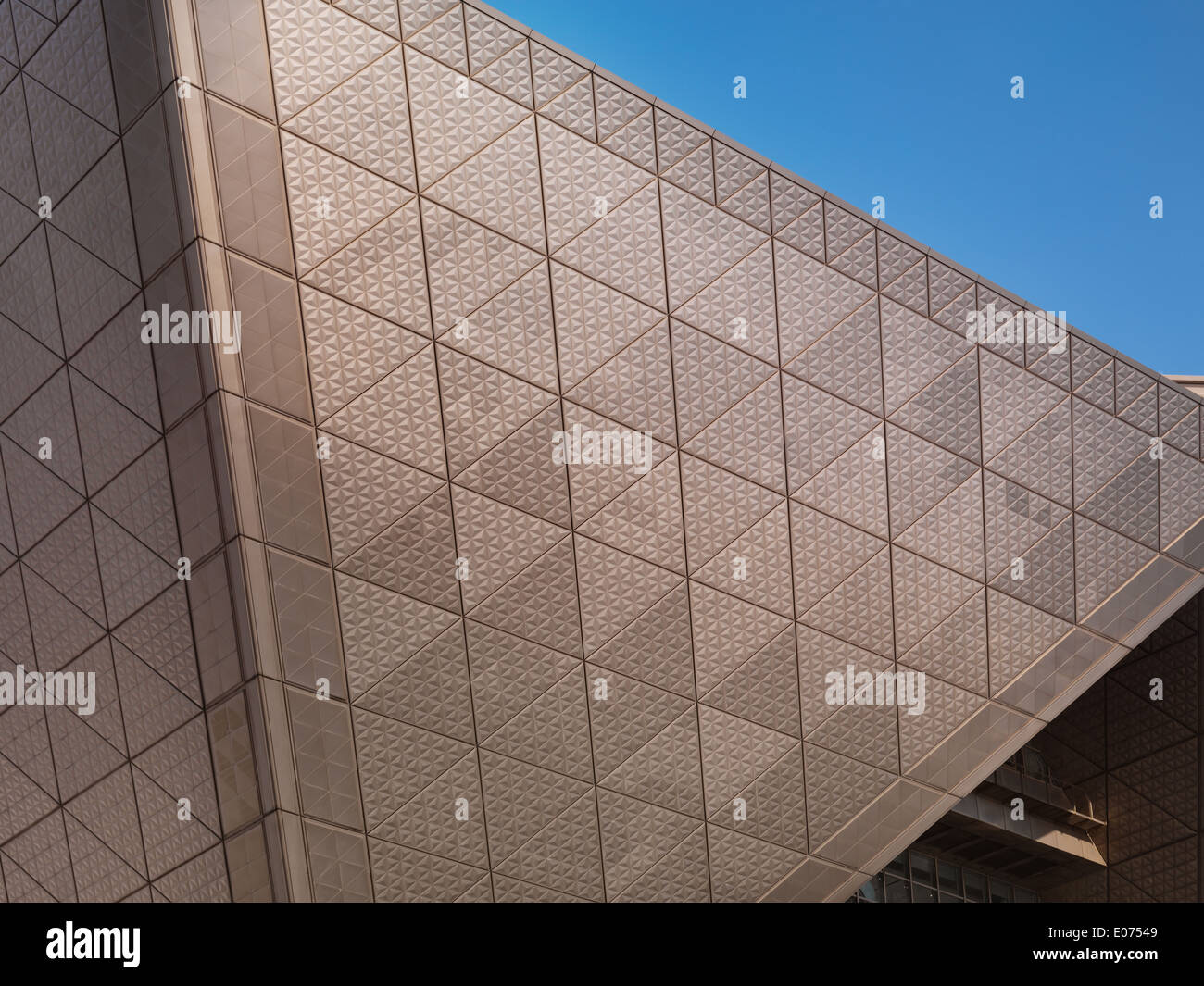 Abstract texture of metal architectural element with triangular pattern Stock Photo