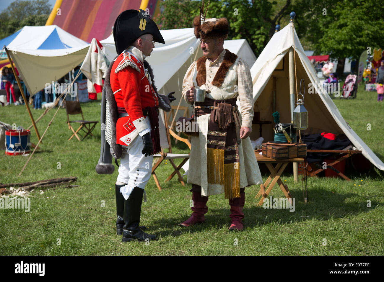 Ancient display of British Army officers Morden Hall Park Country Show Stock Photo