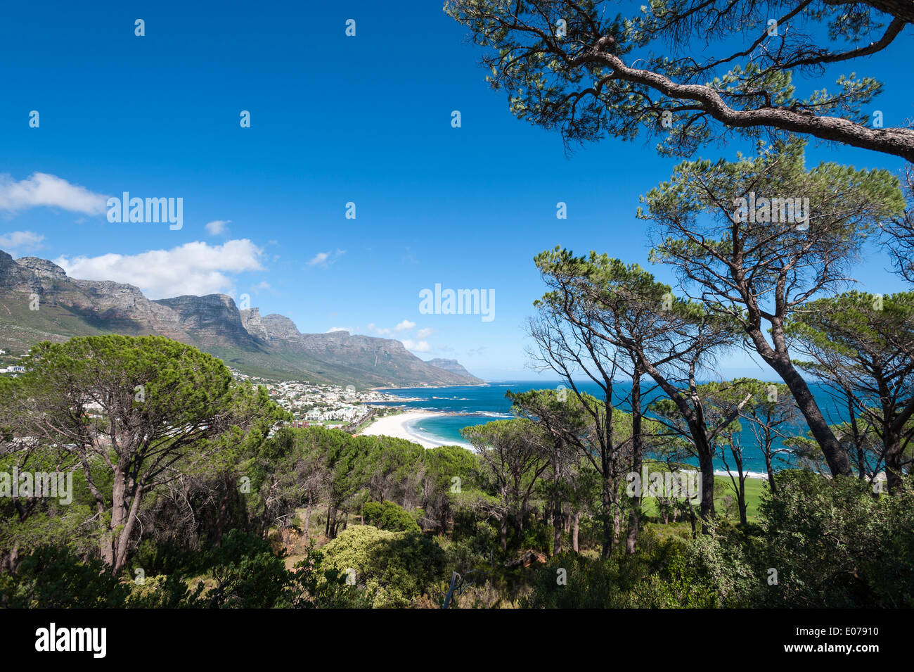 Table Mountain Twelve Apostles and Camps Bay, view from Kloof Road, Cape Town, South Africa Stock Photo