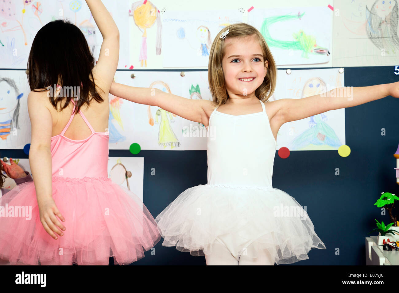 Two girls wearing ballerina dresses Stock Photo
