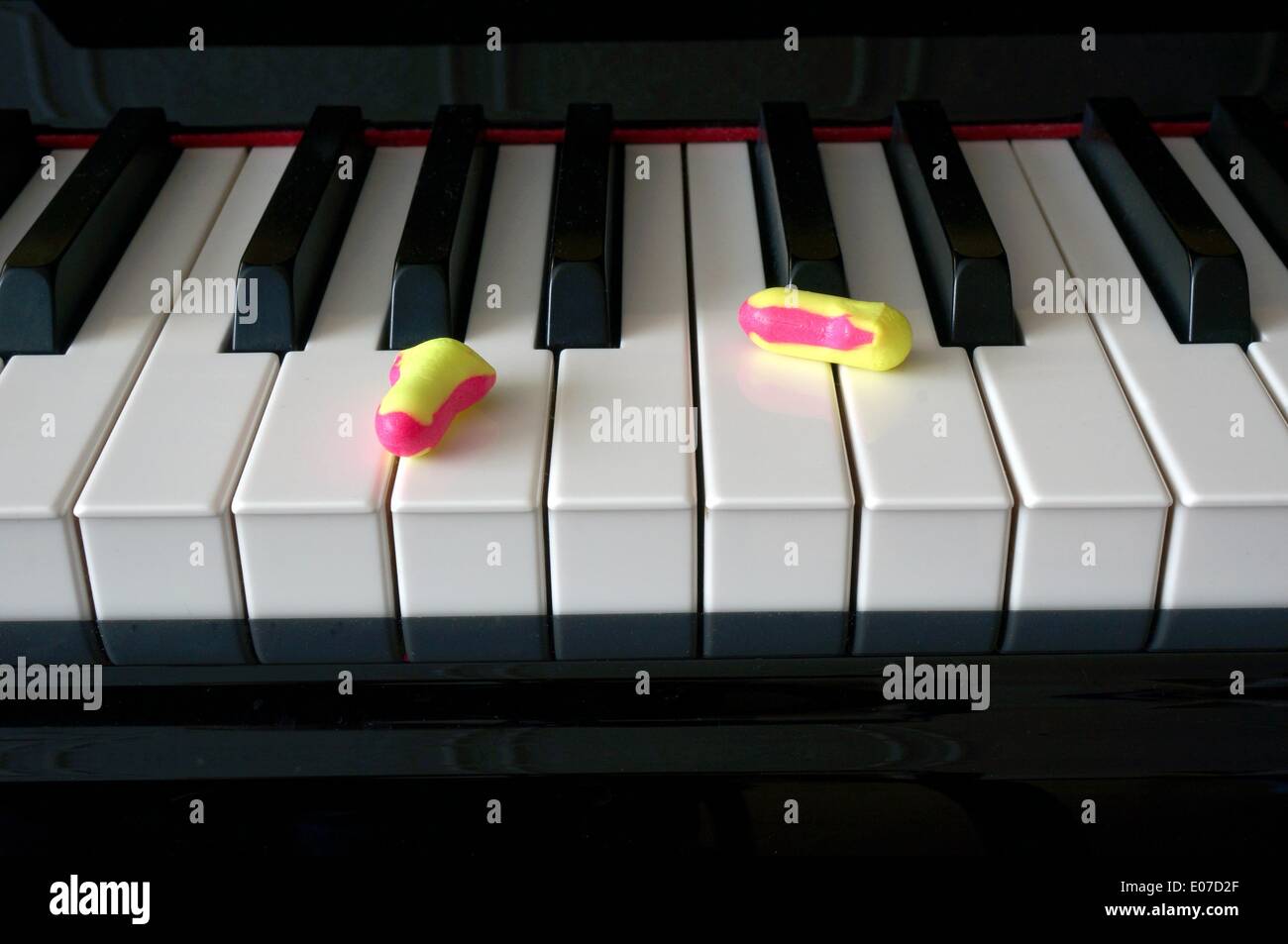 Illustration Ear plugs sit on a piano in Germany, 19 October 2013