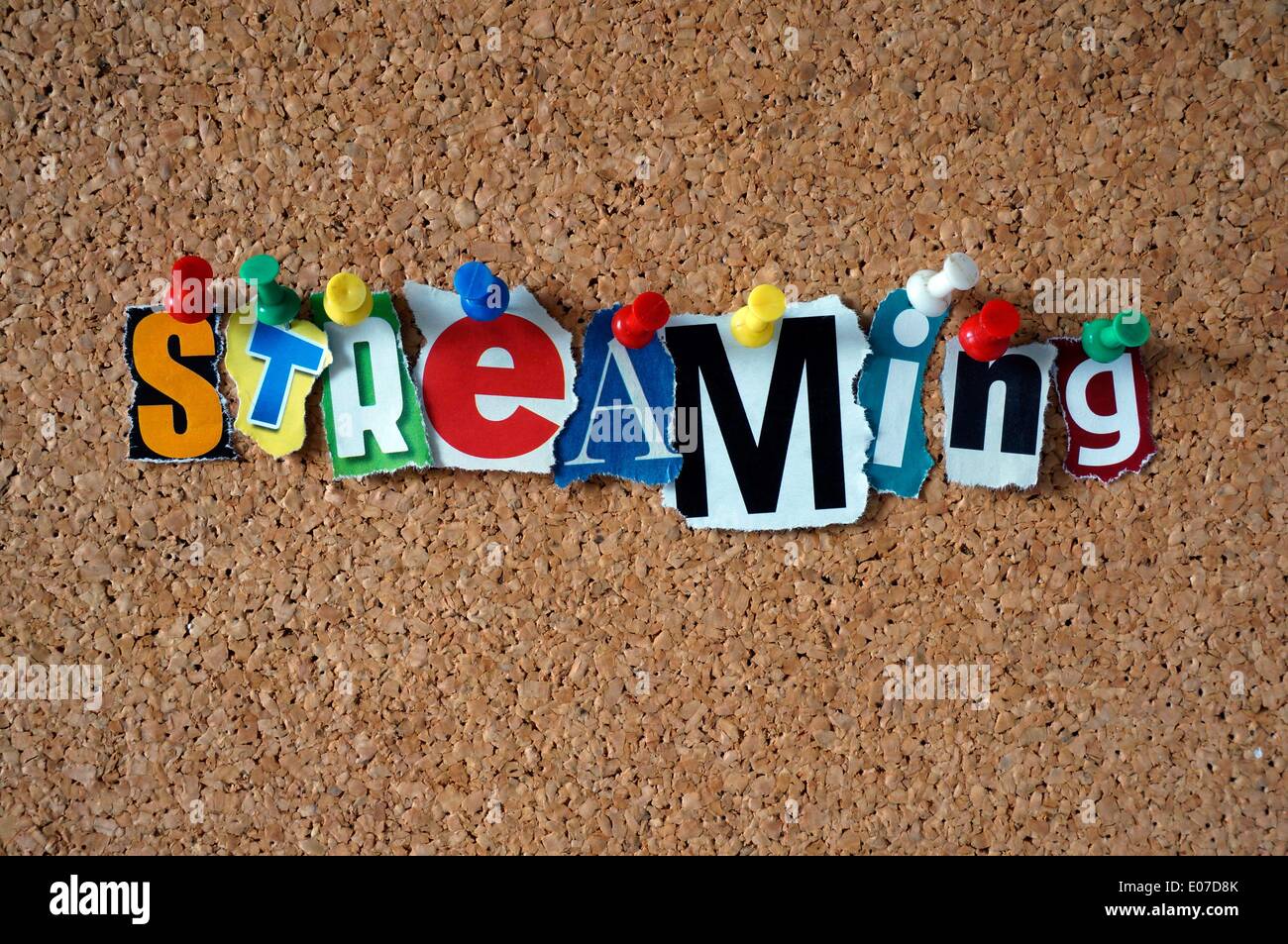 Illustration - The word 'streaming' made of cut-out newspaper letters ...