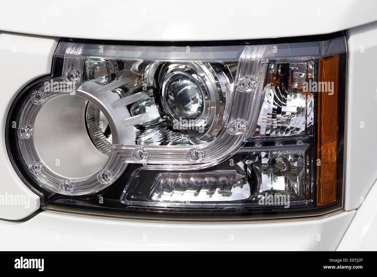headlight on the 2014 Land Rover Range Rover sport Stock Photo