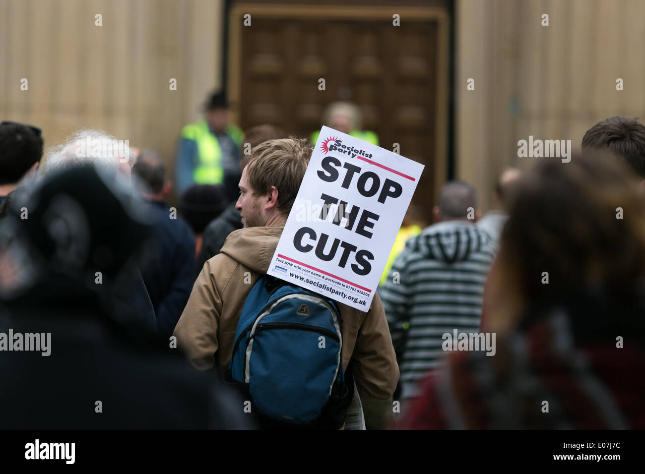 Salford, Manchester, UK. 5th May 2014. Demonstrators marched from Bexley Square in Salford to Cathedral Gardens in Manchester city centre on Monday, May 5, 2014, to protest against various issues including government cuts, bedroom tax, fracking and UKIP (UK Independance Party). Credit:  Christopher Middleton/Alamy Live News Stock Photo