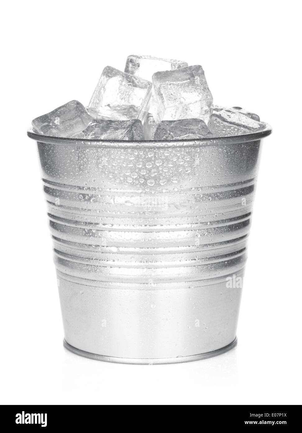 Bucket with ice cubes. Isolated on white background Stock Photo Alamy