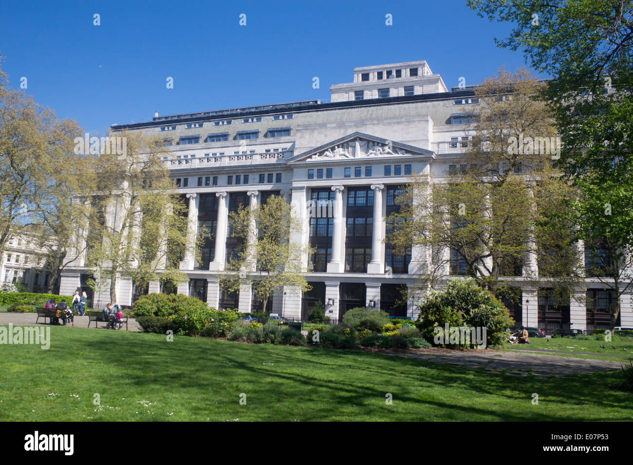 Bloomsbury Square park garden and Victoria House London England UK