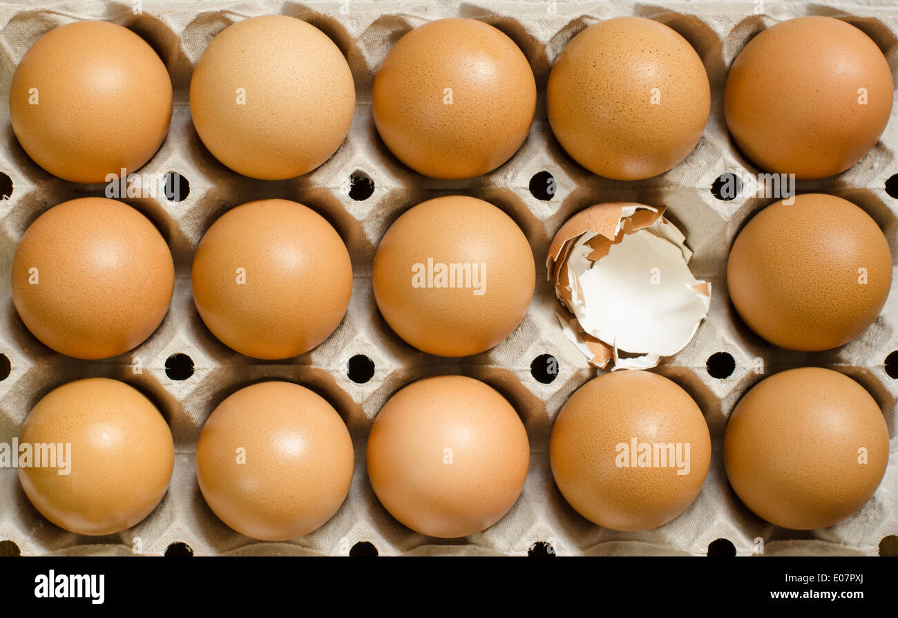 Brown eggs in a carton Stock Photo