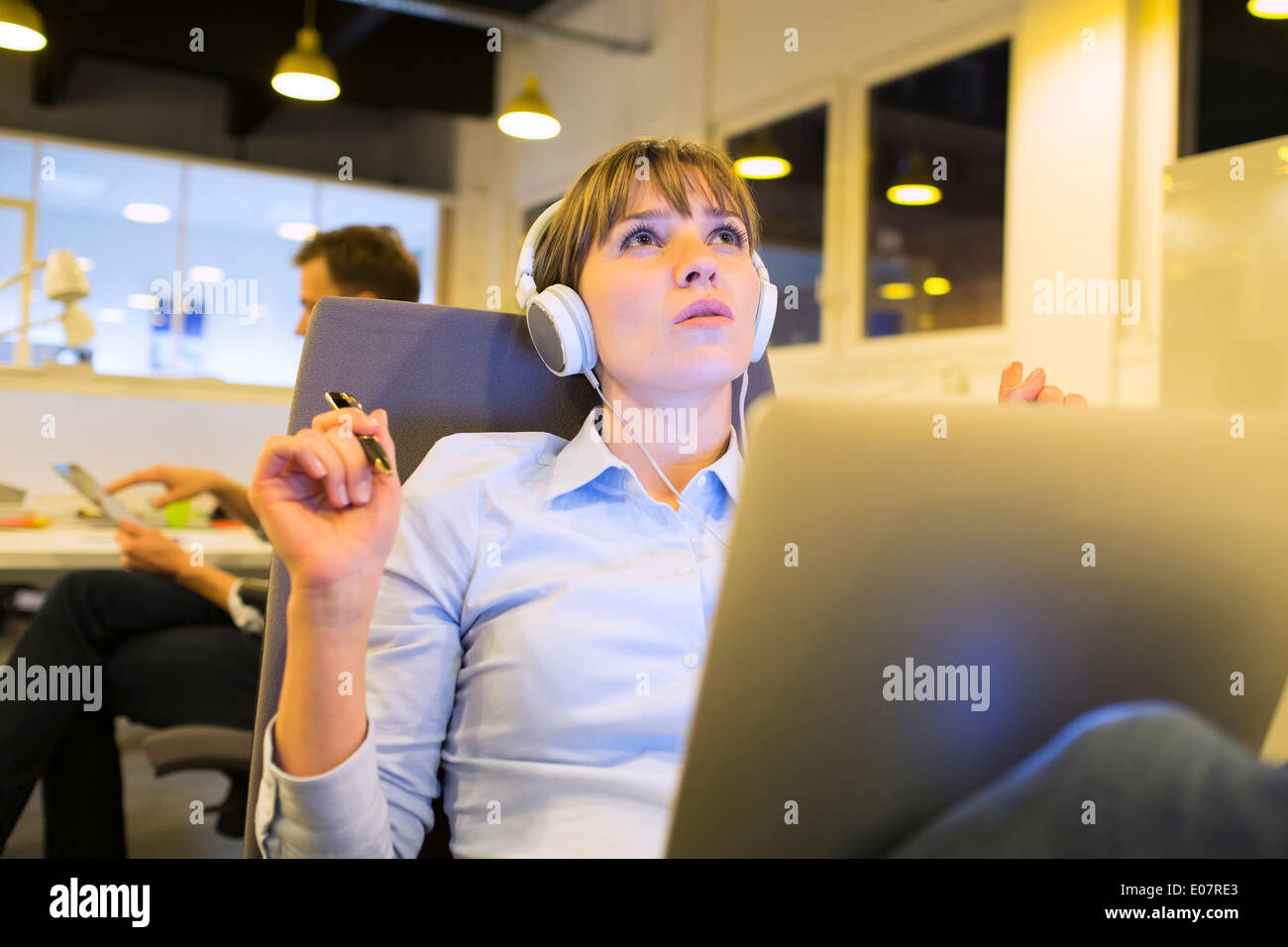 Female business working startup student desk Stock Photo