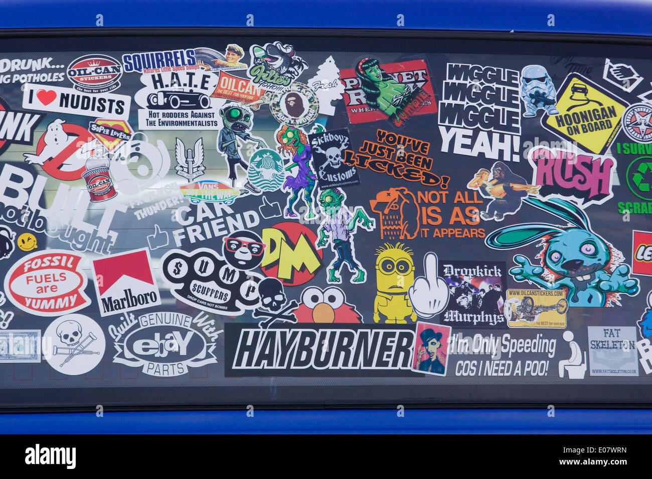 Stickers on Windows of VW Camper Vans At the Big Bang Show Santa Pod  England Stock Photo - Alamy