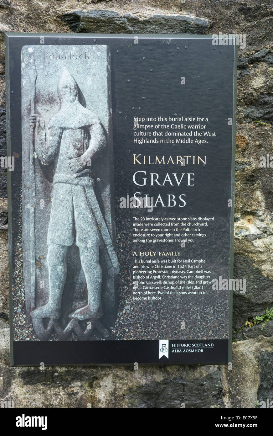 Kilmartin Medieval grave slabs in Scotland. Stock Photo