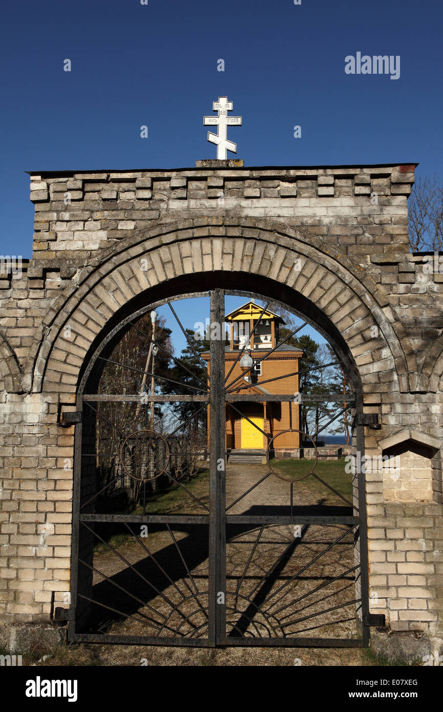 Entrance to the Old Believer Church at Raja, Estonia. Stock Photo