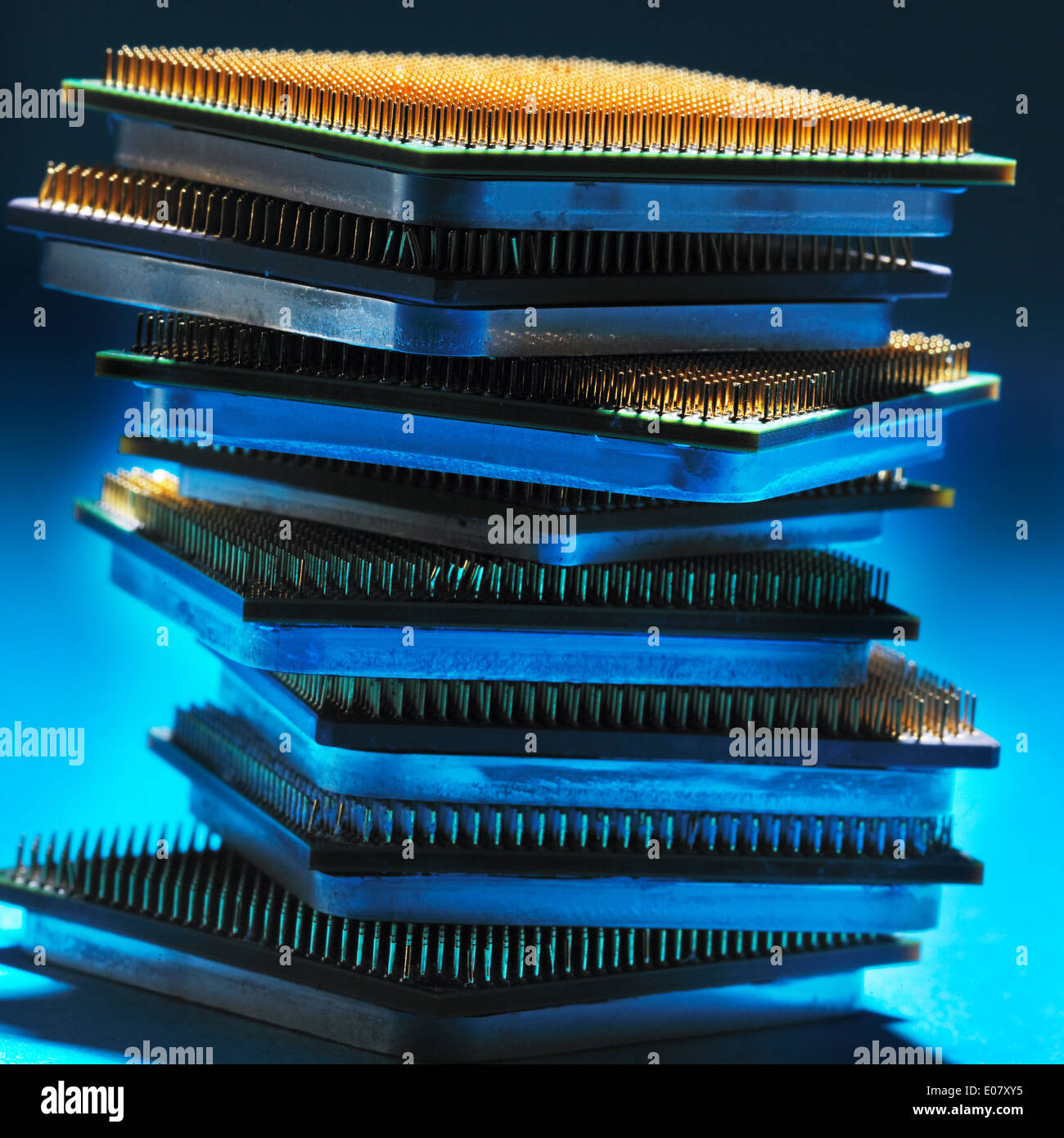 a stack of cpu's Stock Photo