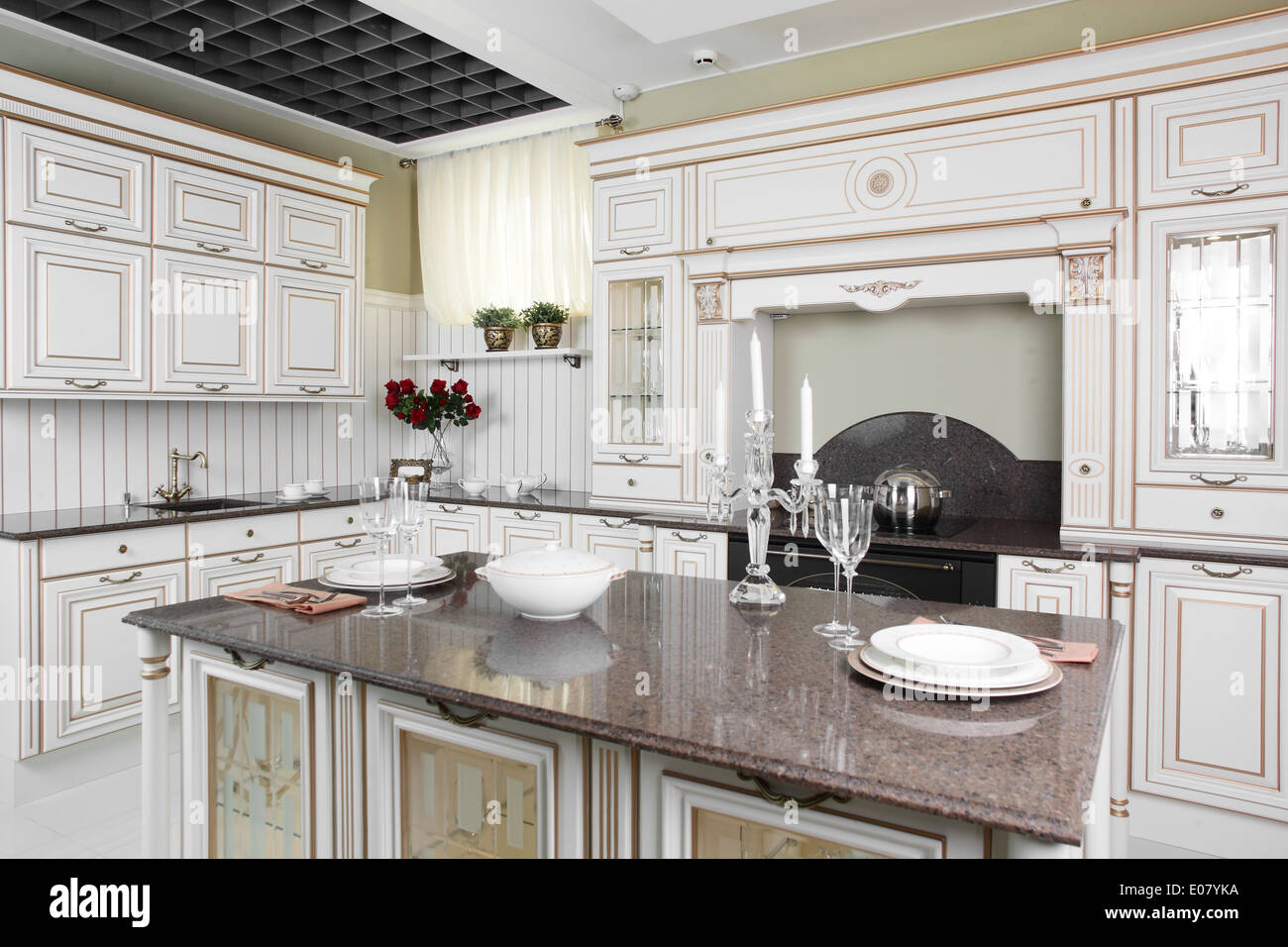 luxury kitchen interior with modern furniture Stock Photo - Alamy