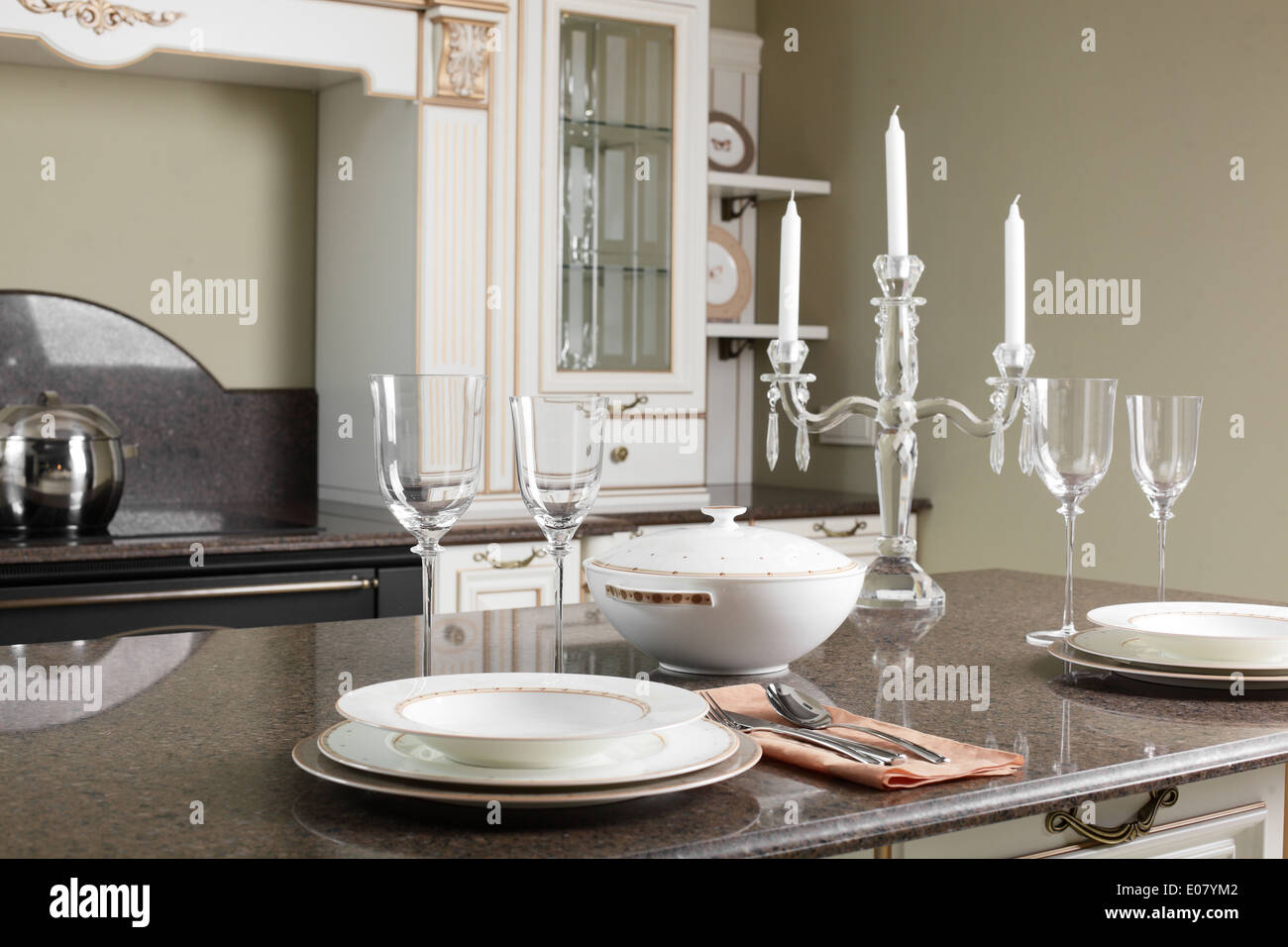 luxury kitchen interior with modern furniture Stock Photo - Alamy
