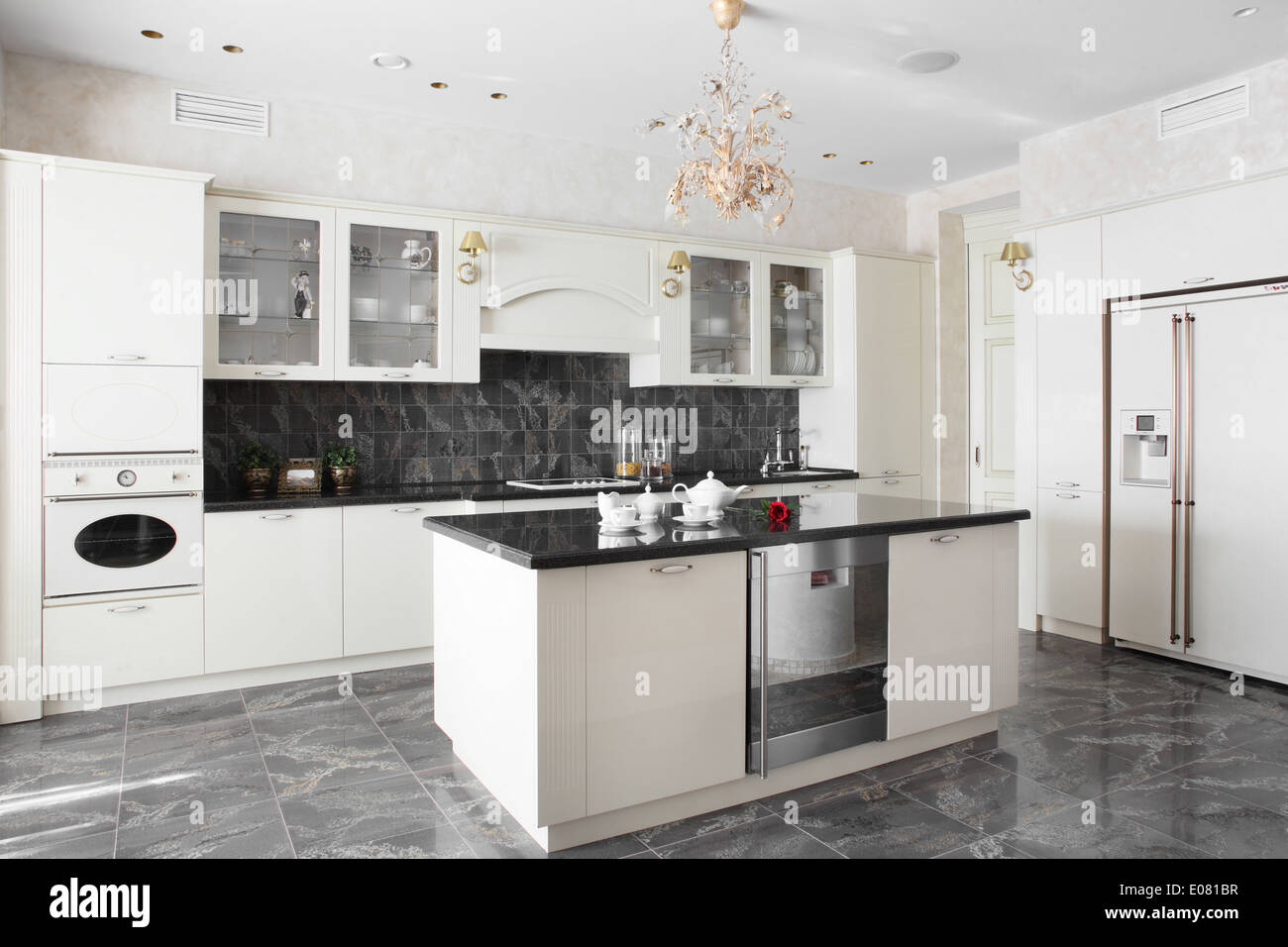 luxury kitchen interior with modern furniture Stock Photo Alamy