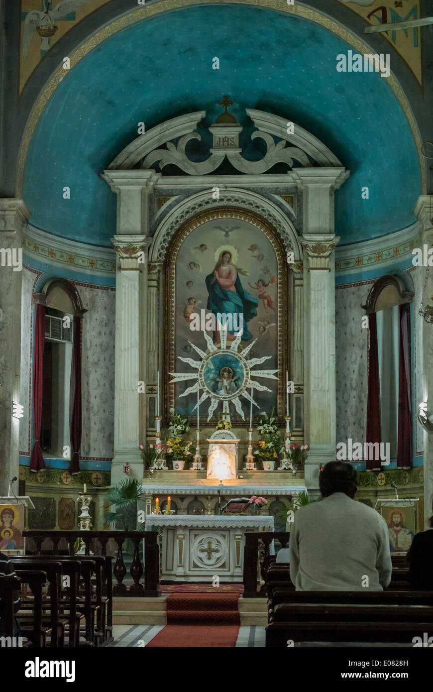 Immaculate Conception Roman Catholic Church (interior), Aswan, Upper Egypt Stock Photo