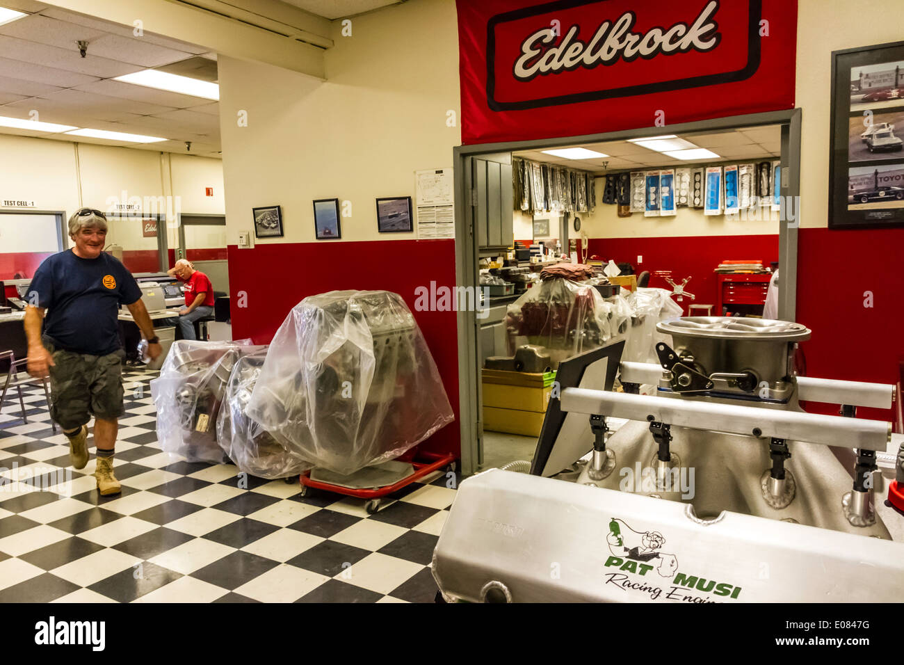 The dyno room at the Edelbrock Factory in Torrance California Stock Photo