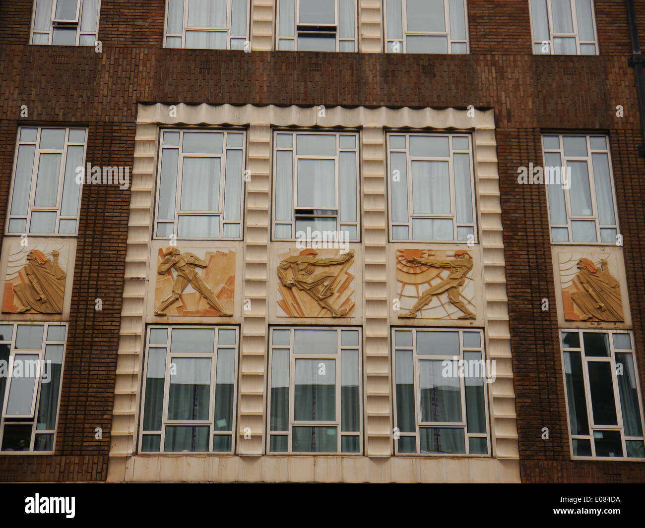 Architectural detail of an artdeco building in Newcastle upon Tyne