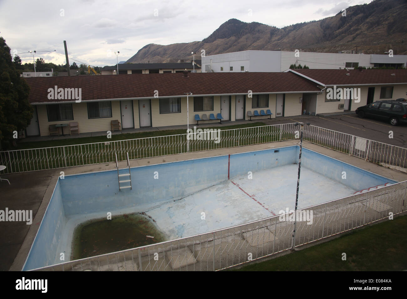 empty hotel swimming pool in canada photo by jen lombardo Stock Photo