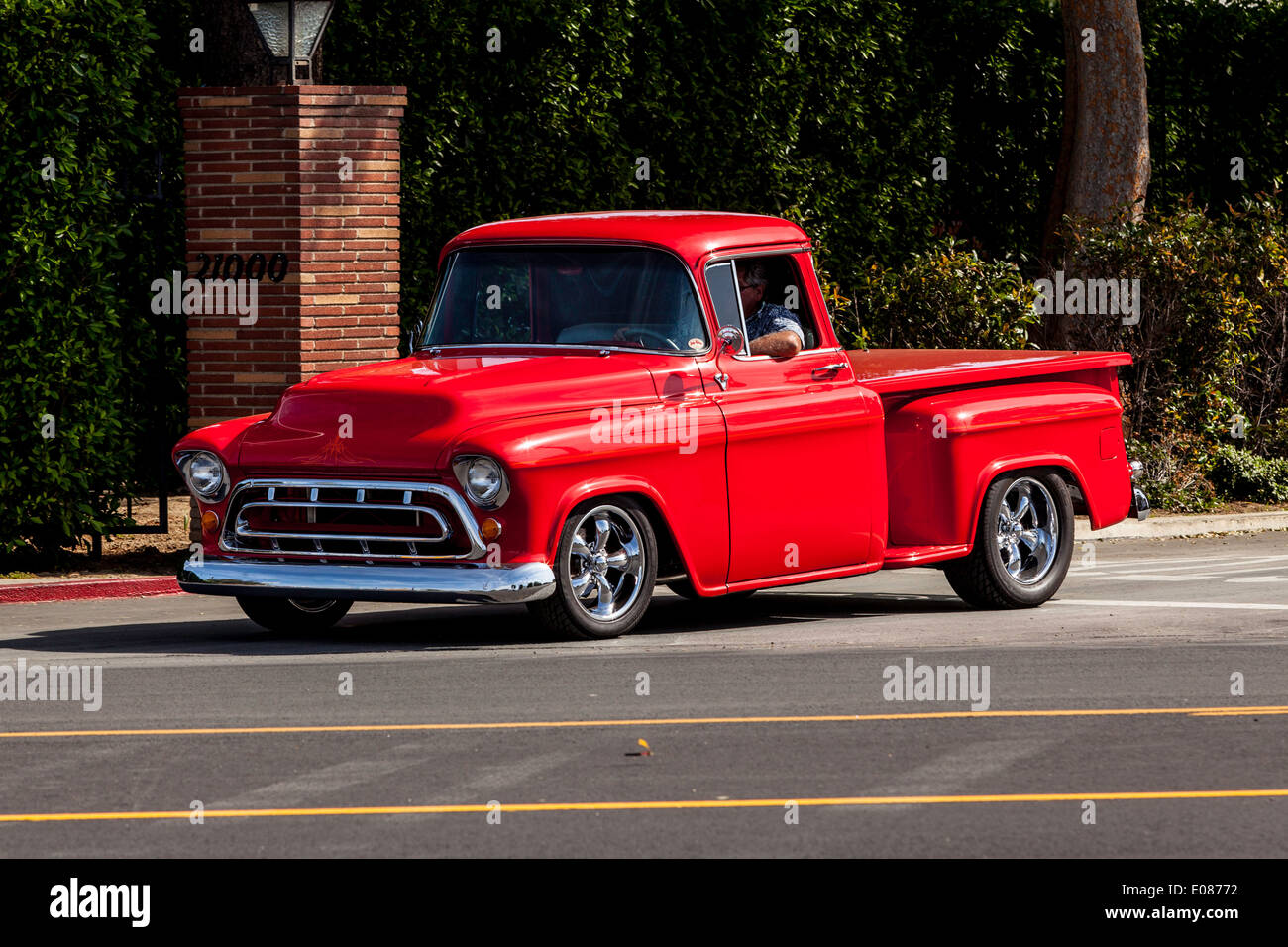 A 1957 Chevy Stepside Truck Stock Photo