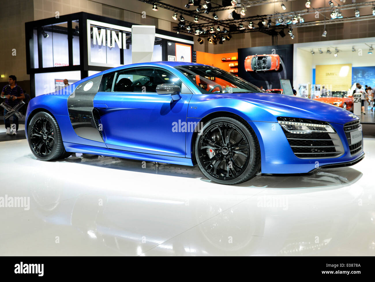 Audi R8 V10 on stand at Dubai Motor Show 2013, UAE Stock Photo