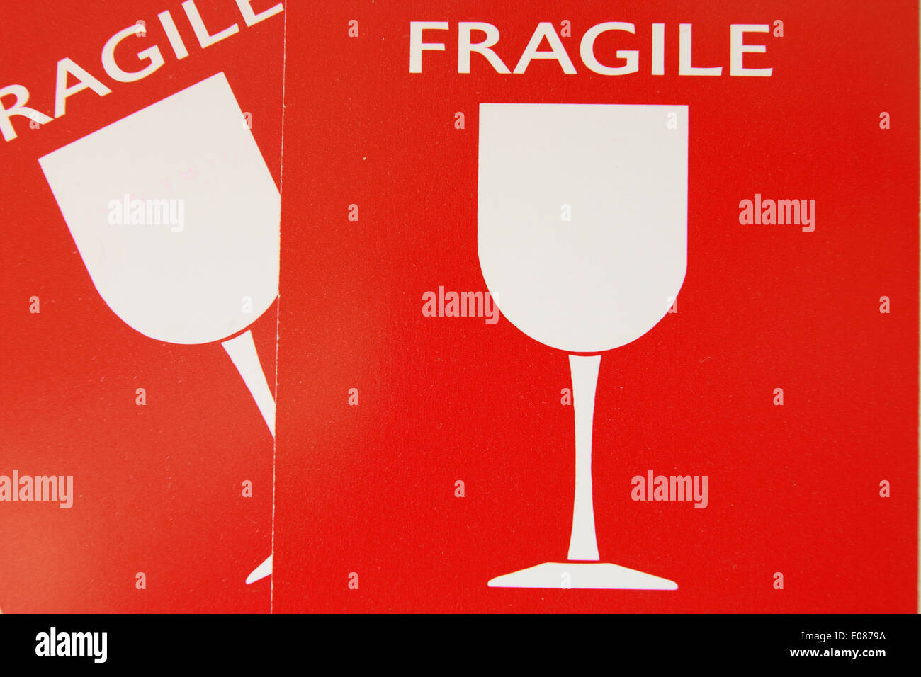 Red label fragile for luggage Stock Photo
