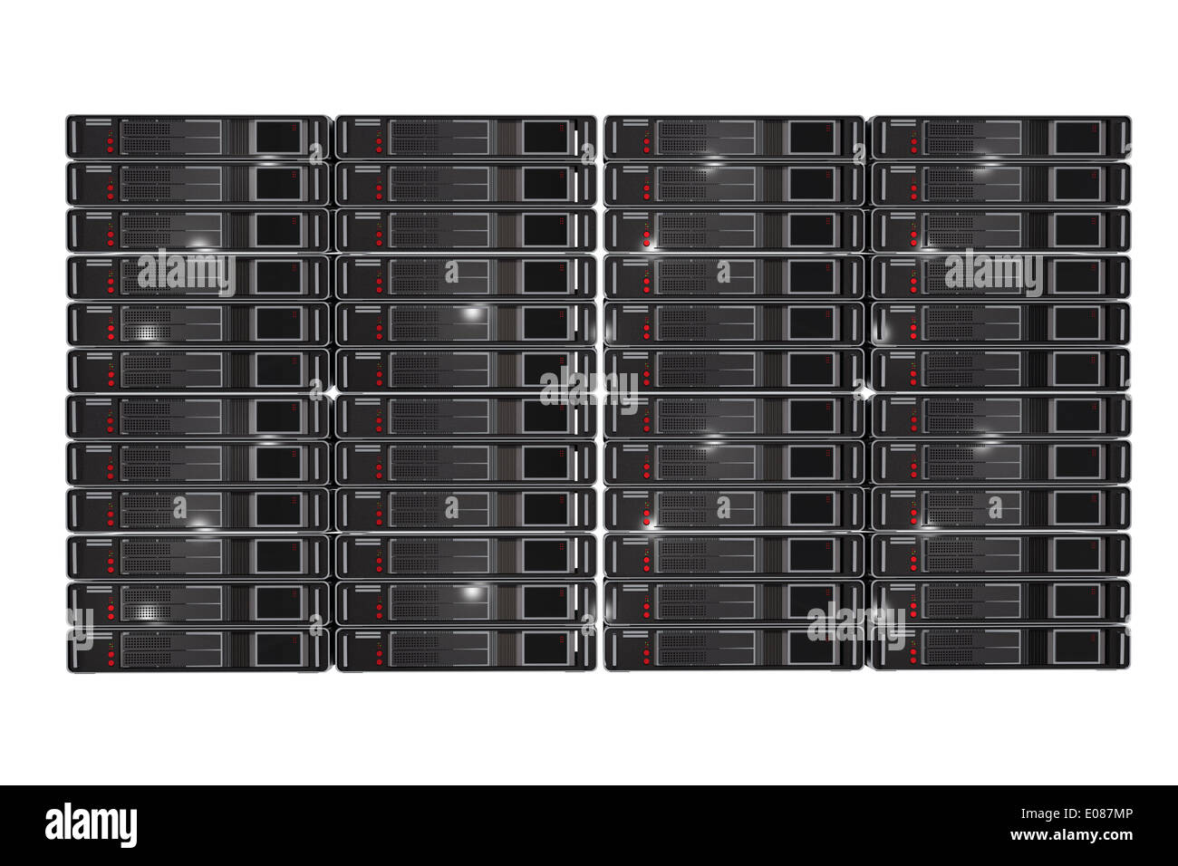 Server Racks Front View 3D Render Illustration Isolated on White ...