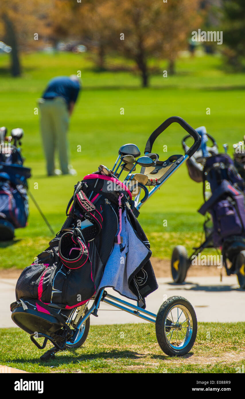 PushPull Golf Carts on the Golf Course Stock Photo Alamy