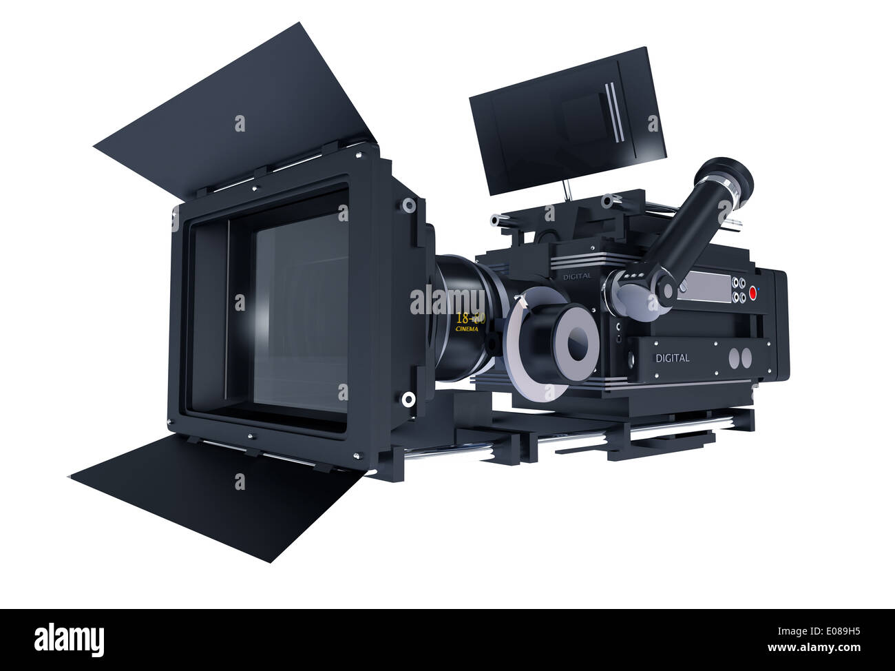 Motion Picture Camera Isolated on White Background. 3D Illustration of