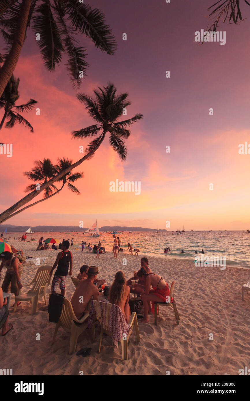 Philippines, Visayas, Boracay Island, White Beach, beach bar Stock Photo