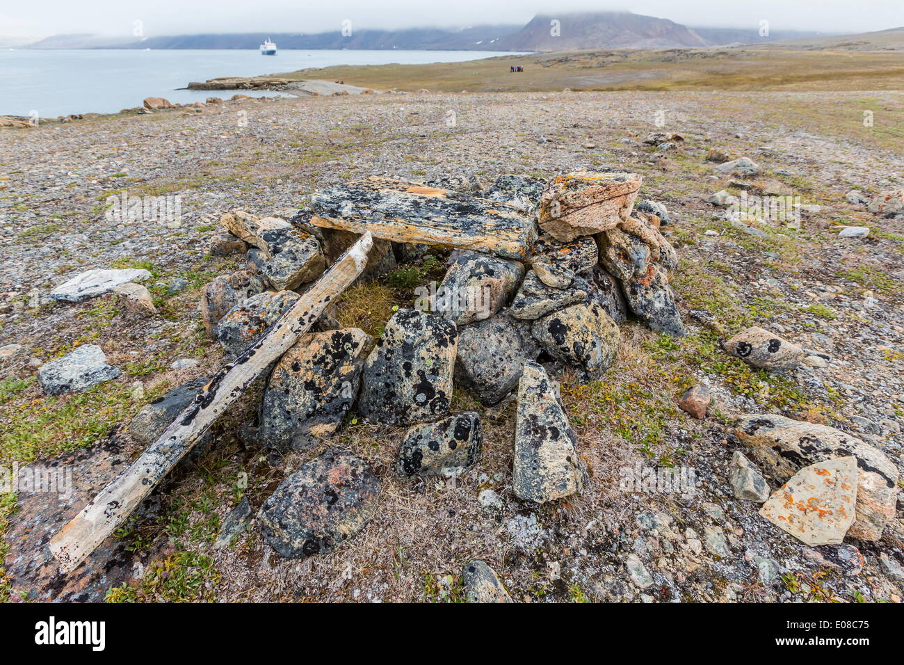 Thule house remains in Dundas Harbour, Devon Island, Nunavut, Canada
