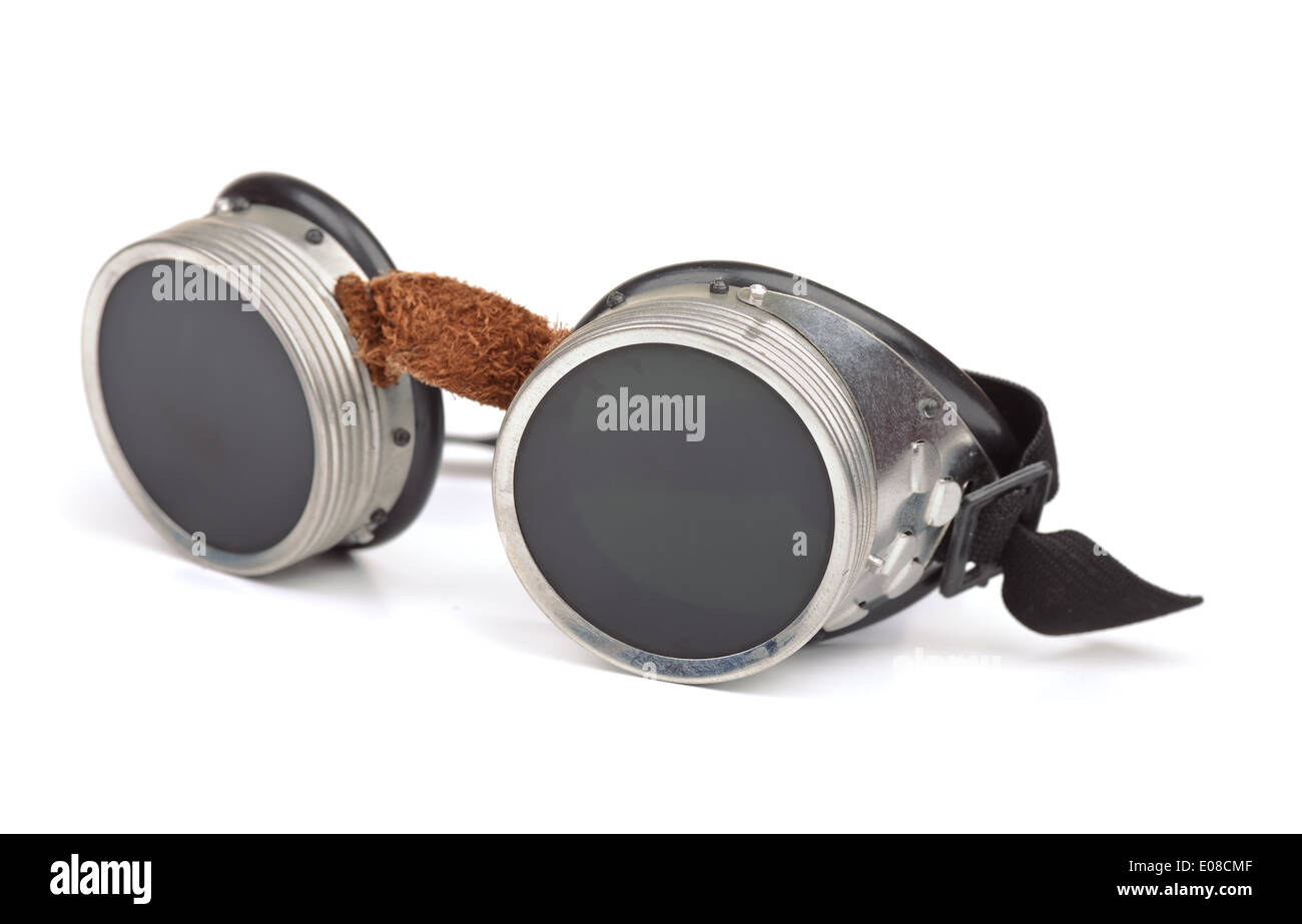 Steampunk goggles isolated on white Stock Photo
