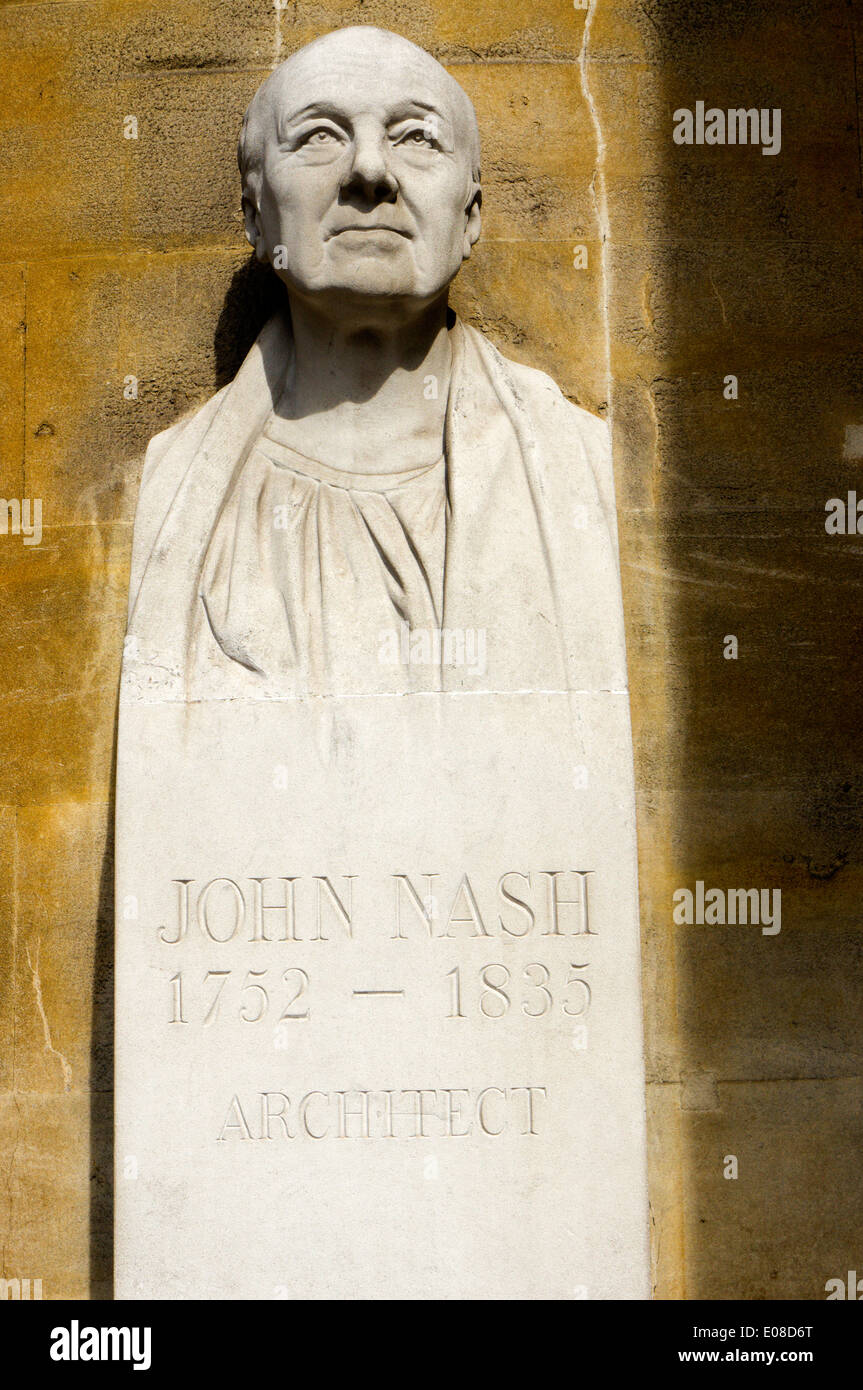 A bust of John Nash at All Souls' Church in Langham Place, London. Stock Photo