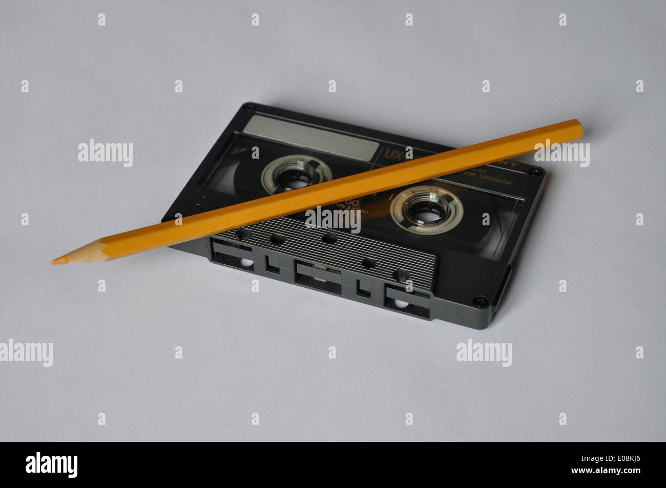 View at a cassette and a pen, unknown location, Germany, 13 April 2013. Photo: Berliner Verlag/Steinach ATTENTION! NO WIRE Stock Photo