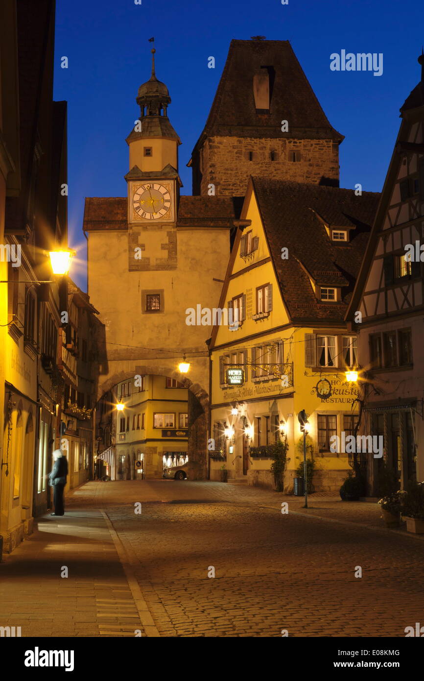 Roderbogen Bow and Markusturm Tower, Rothenburg ob der Tauber, Romantic Road (Romantische Strasse), Franconia, Bavaria, Germany, Europe Stock Photo