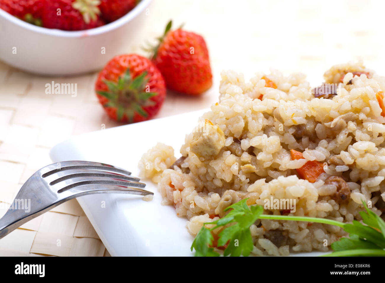 A plate of fried rice Stock Photo