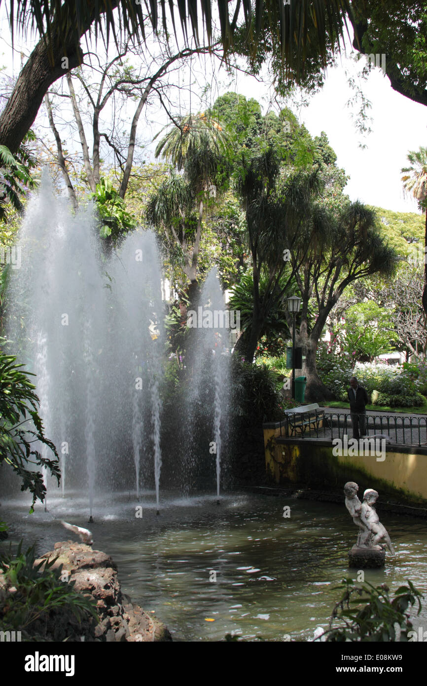 Fountain at Jardim de Sao Francisco Funchal Madeira Stock Photo