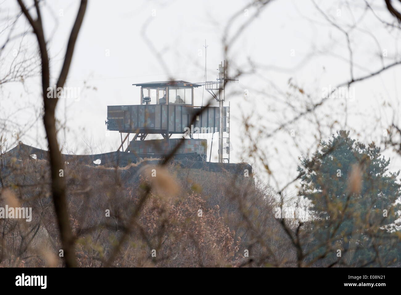 Border watch tower, DMZ (Demilitarized Zone) on the border of North and South Korea, South Korea, Asia Stock Photo