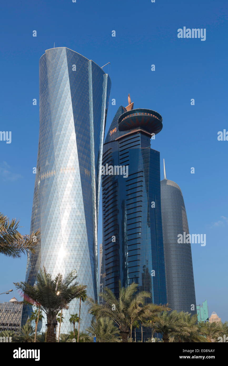New skyline of the West Bay central financial district of Doha, Qatar, Middle East Stock Photo
