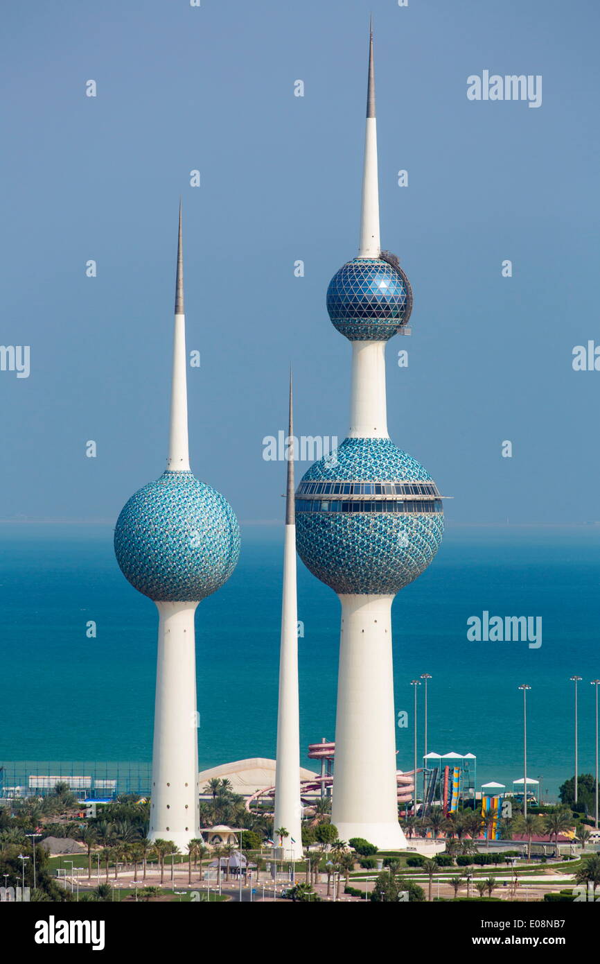 The Kuwait Towers, Kuwait City, Kuwait, Middle East Stock Photo
