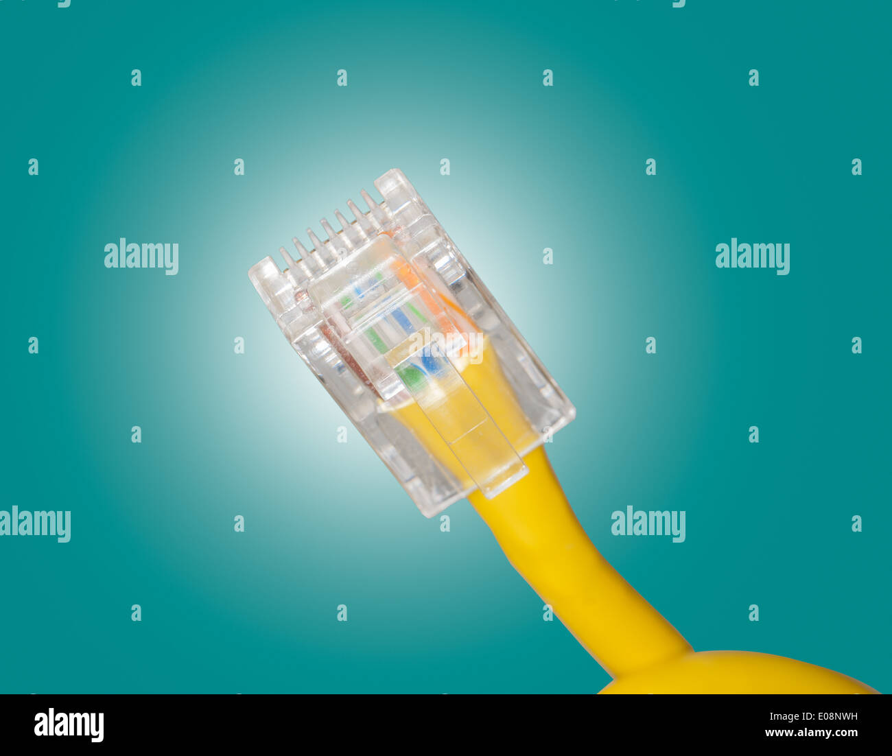 close upshot of lan cable networking Stock Photo