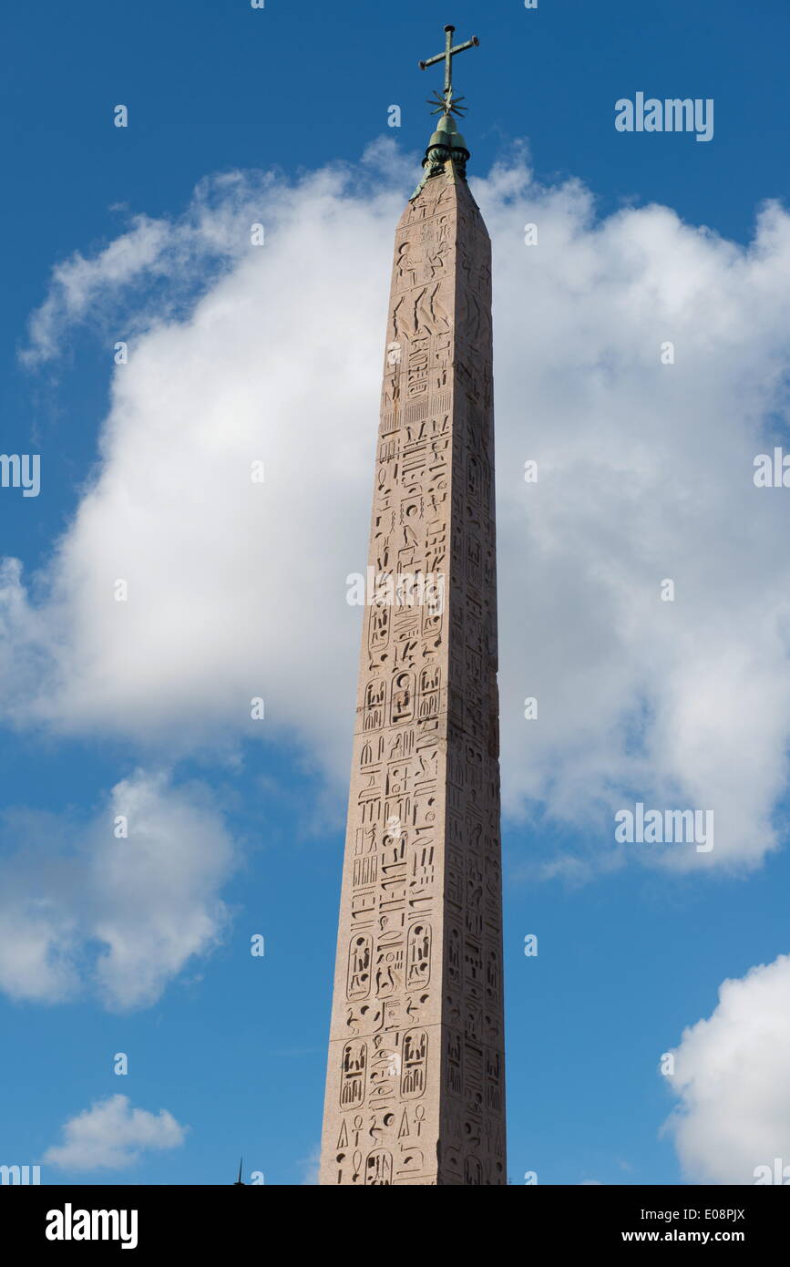 The Egyptian obelisk in the middle of Piazza del Popolo, Rome, Lazio, Italy, Europe Stock Photo